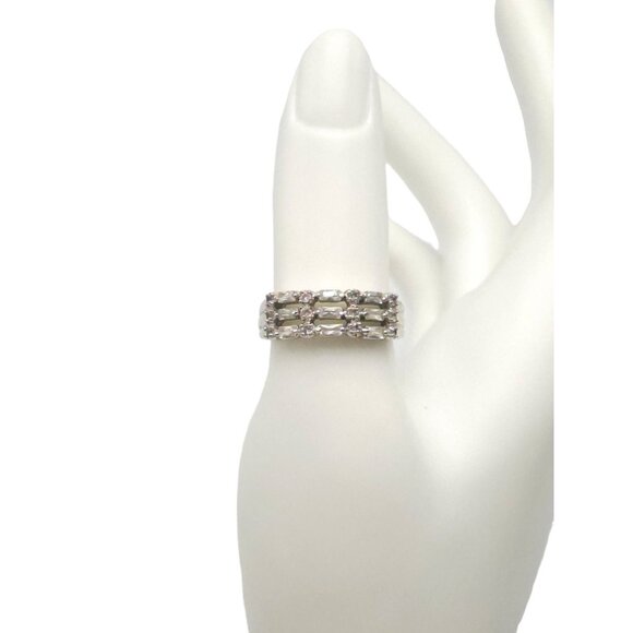 Avon Jewelry - AVON 925 Sterling Silver Vintage Sparkly Cubic Zirconia Pattern Band Ring Sz 8